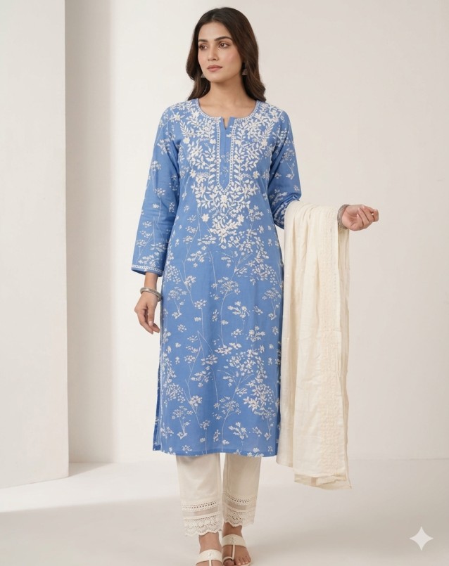 Blue embroidery top